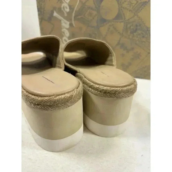 New w/ Box Free People Santorini Platform Espadrille Sandal Size 9 Sand Leather - Picture 6 of 7
